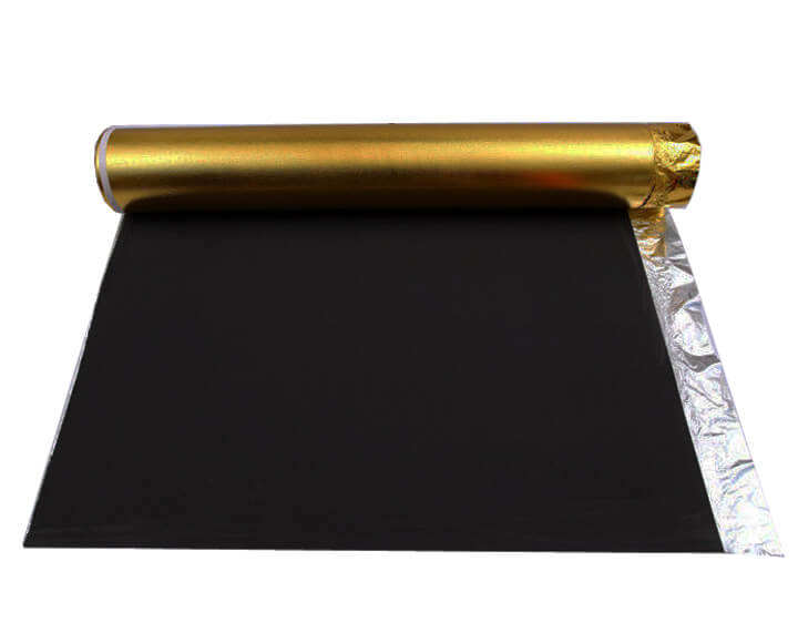 Black foam floor underlayment with golden film