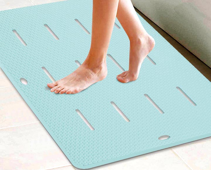 people standing on eva bathroom foam mats