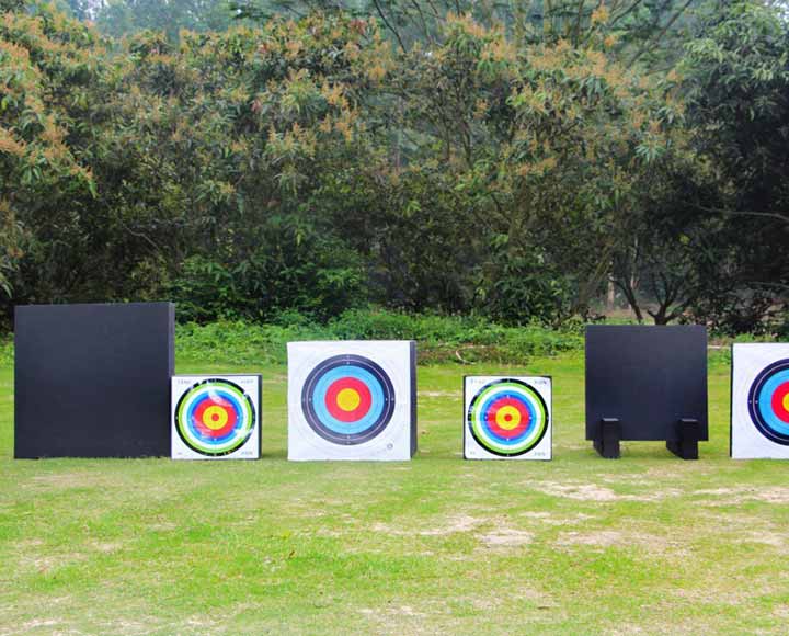 Square shape archery target foam blocks in use