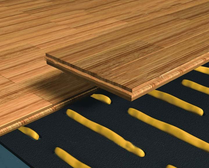 Black underfloor heating underlay for wood flooring